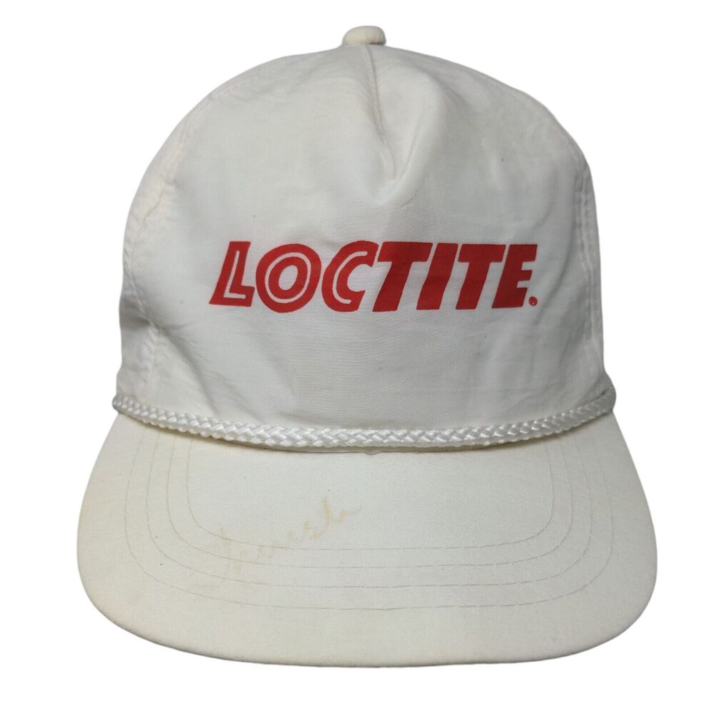 Loctite Snapback Rope Trucker Hat White Graphic Spell Out Logo Adjustable